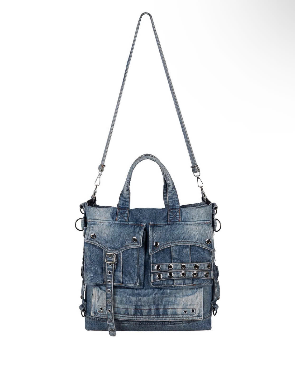 WASH-DENIM SHOULDER BAG (Blue)