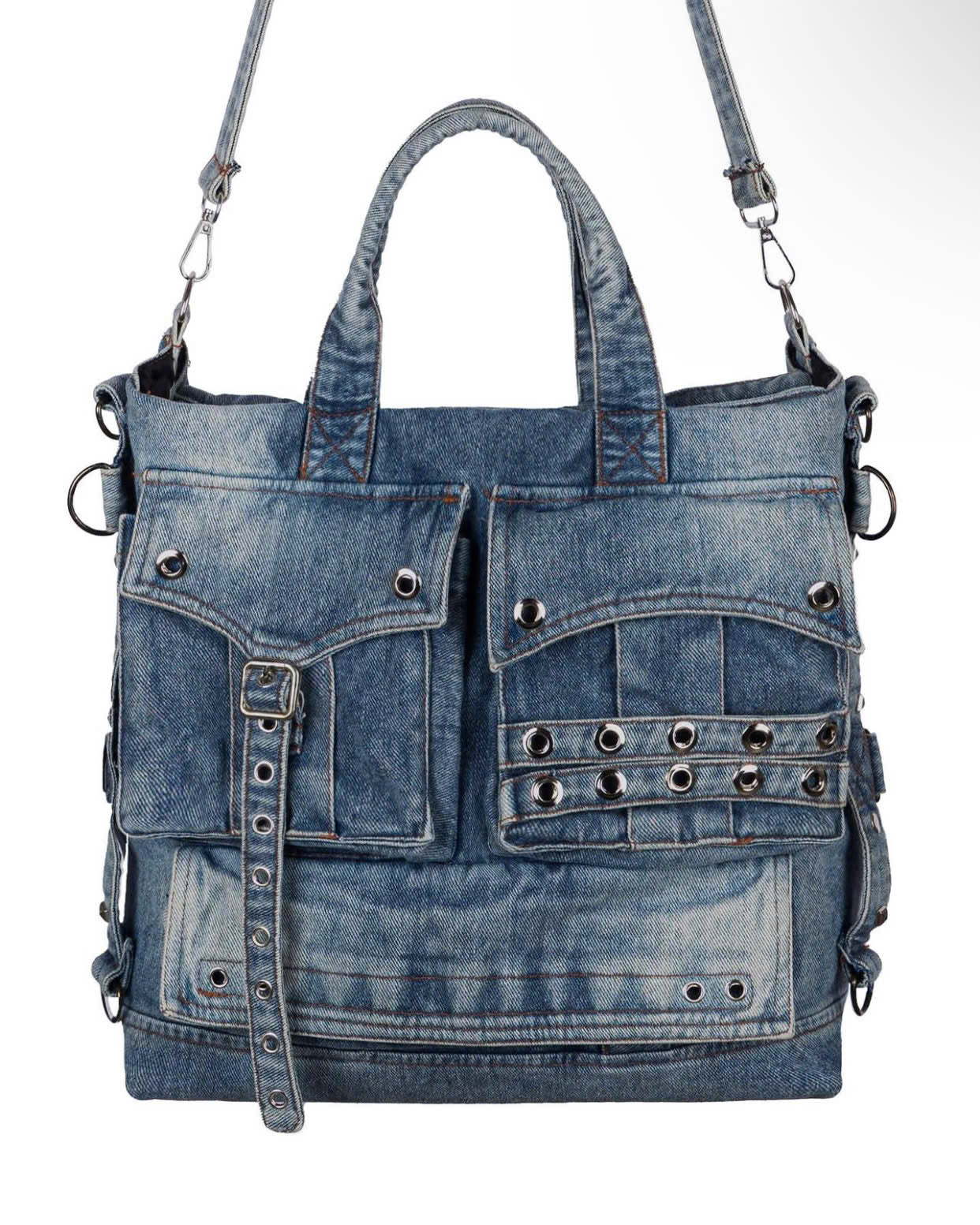 WASH-DENIM SHOULDER BAG (Blue)