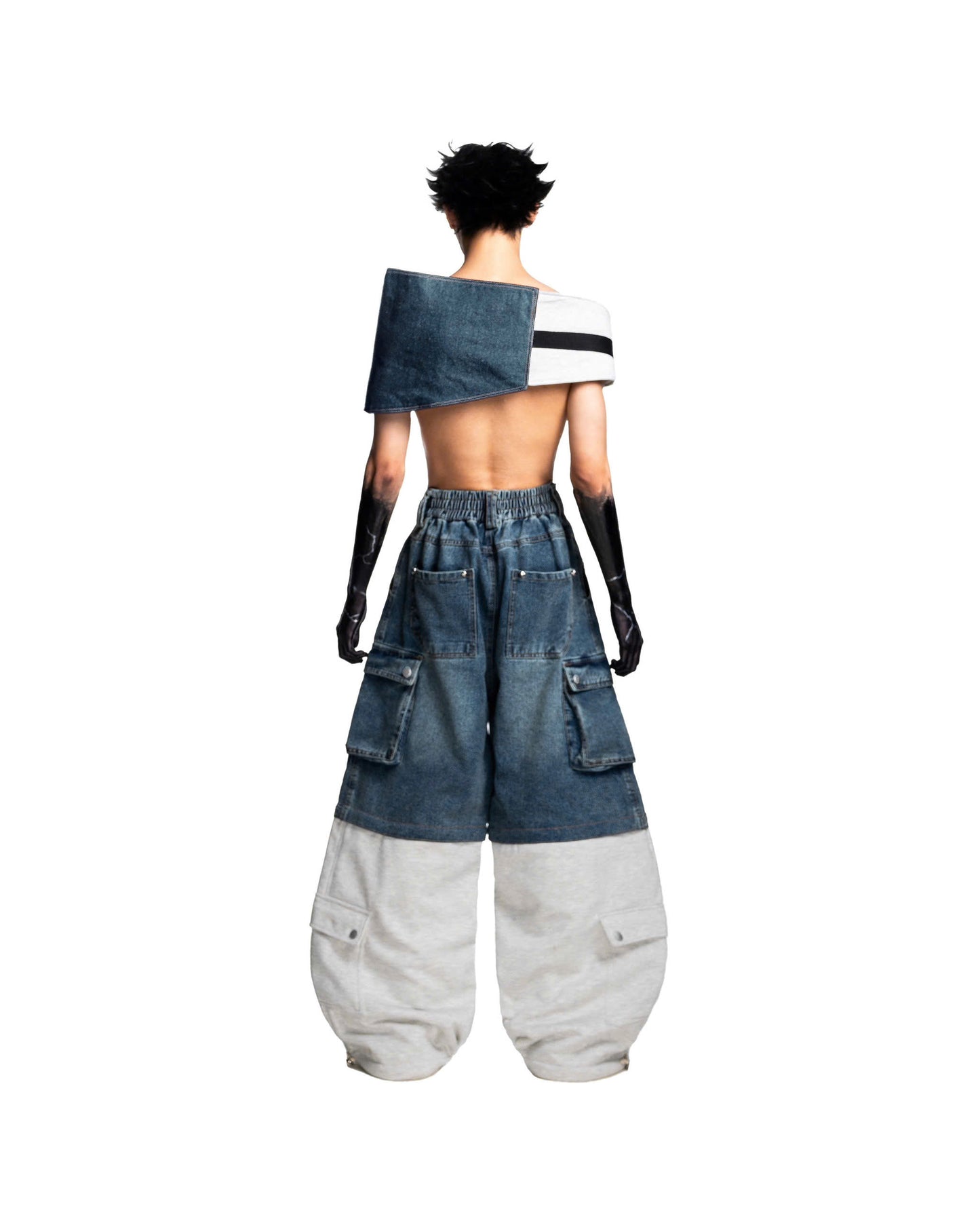 DENIM-FLEECE HYBRID PANTS