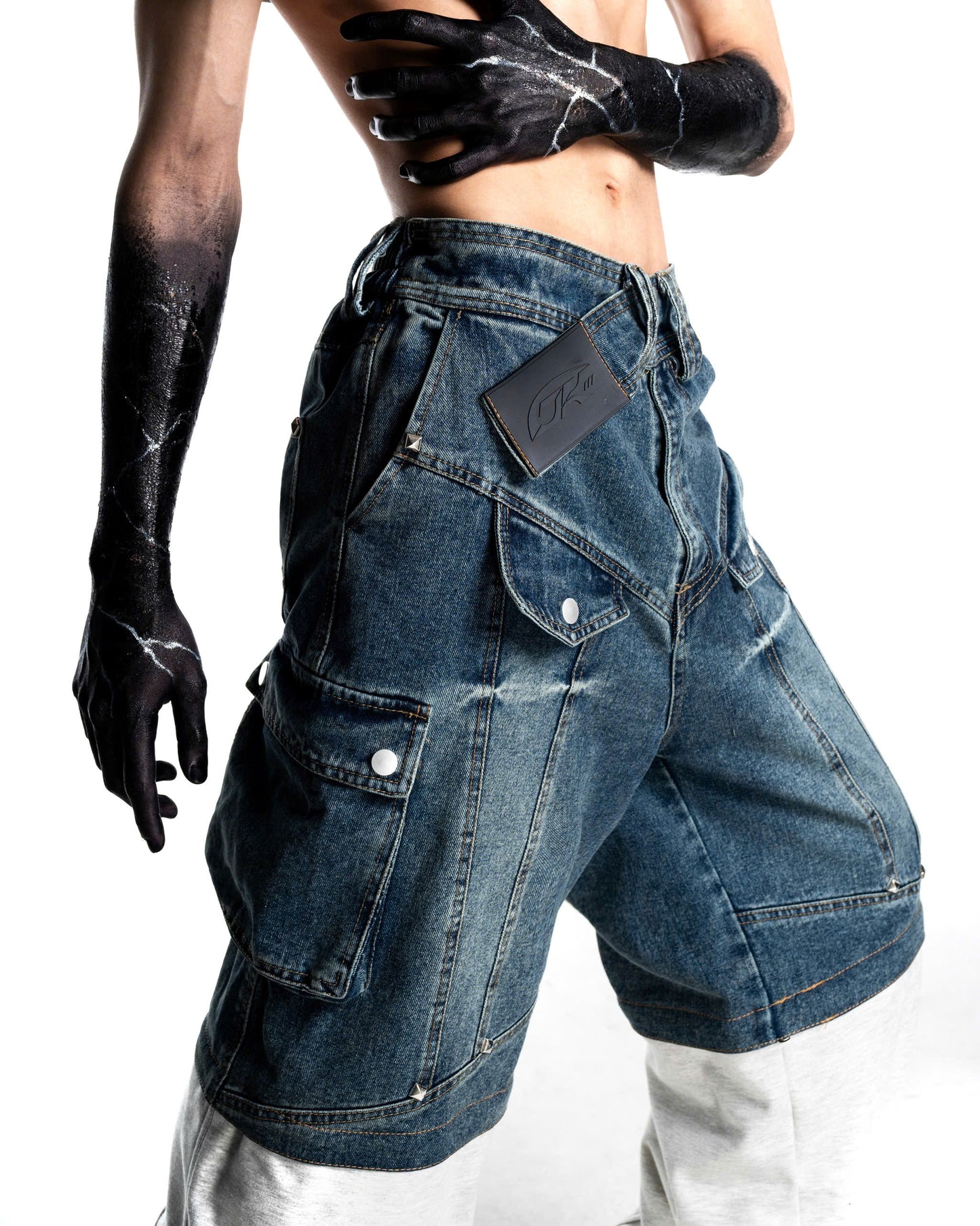 DENIM-FLEECE HYBRID PANTS