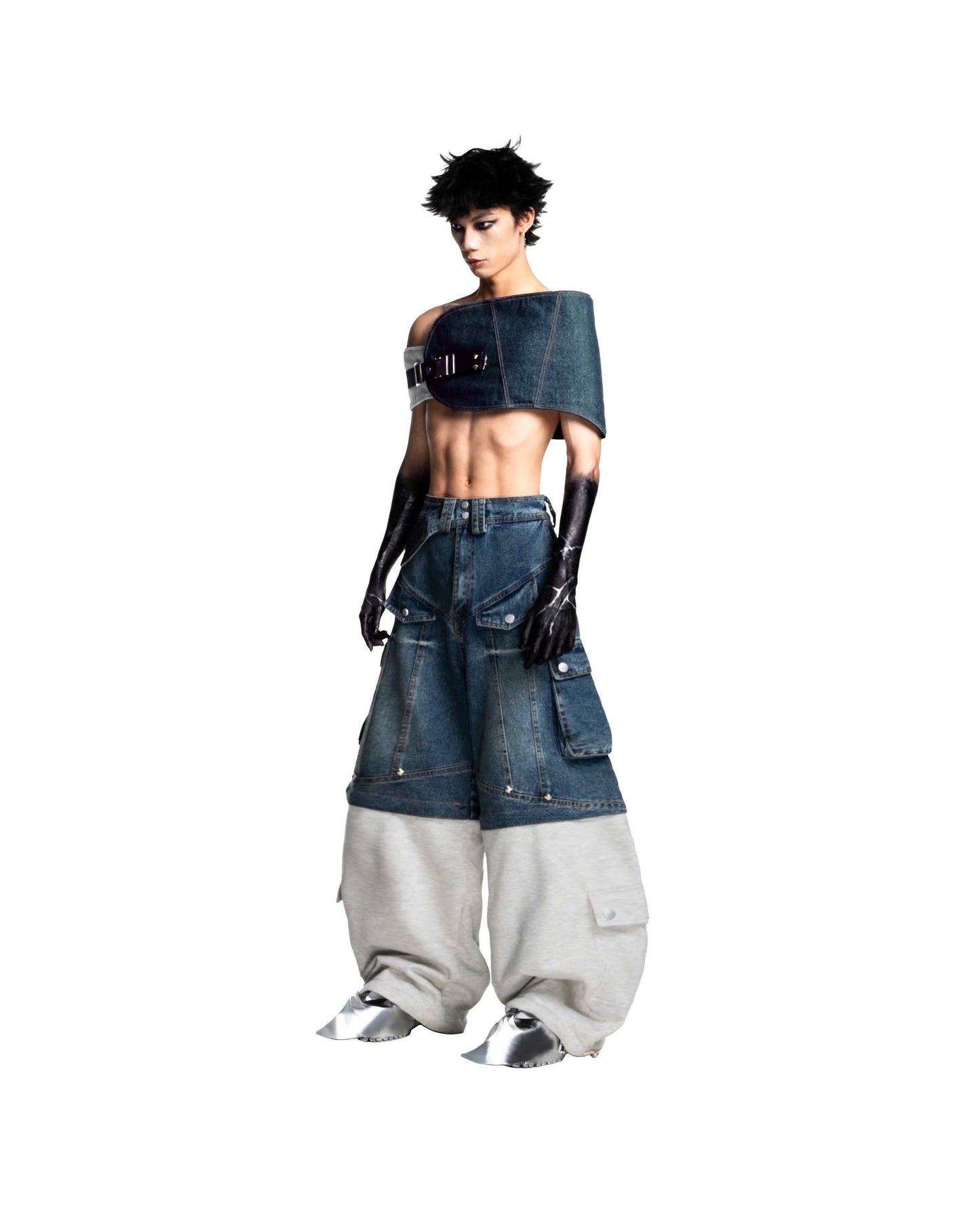 DENIM-FLEECE HYBRID PANTS