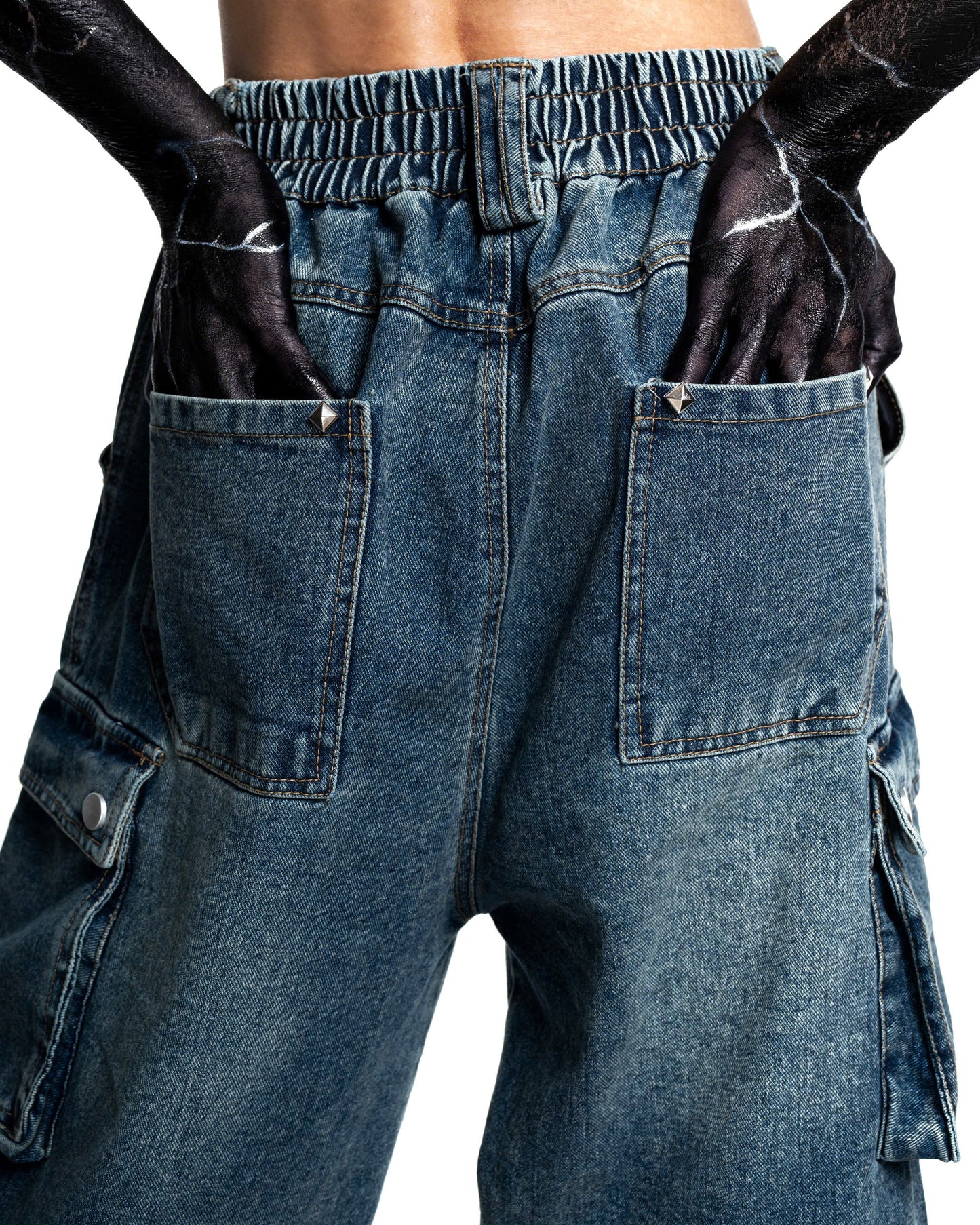 DENIM-FLEECE HYBRID PANTS