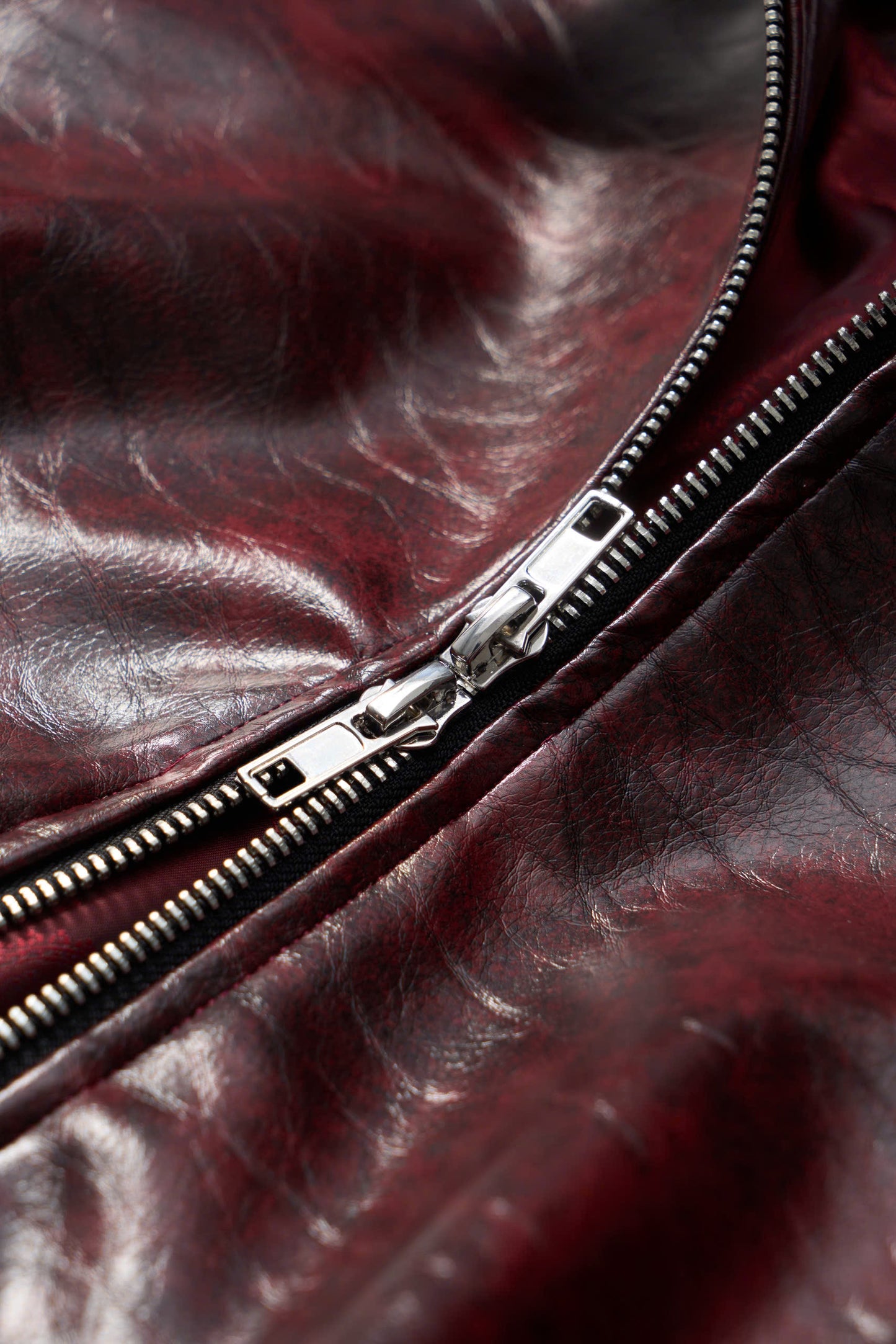 OVERSIZED LEATHER BOMBER JACKET (Red)