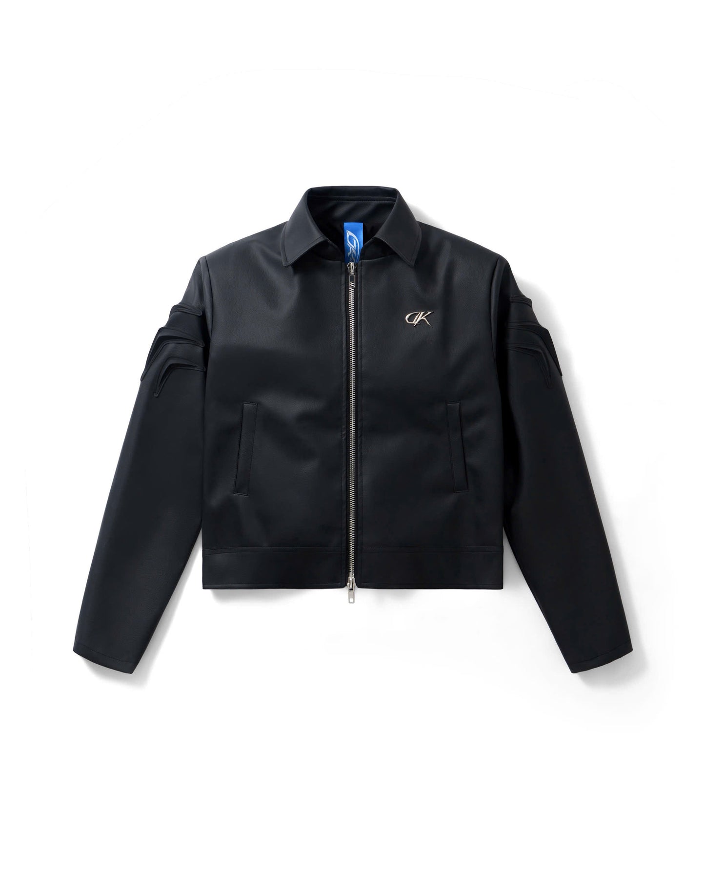 PADDED-SHOULDER LEATHER JACKET