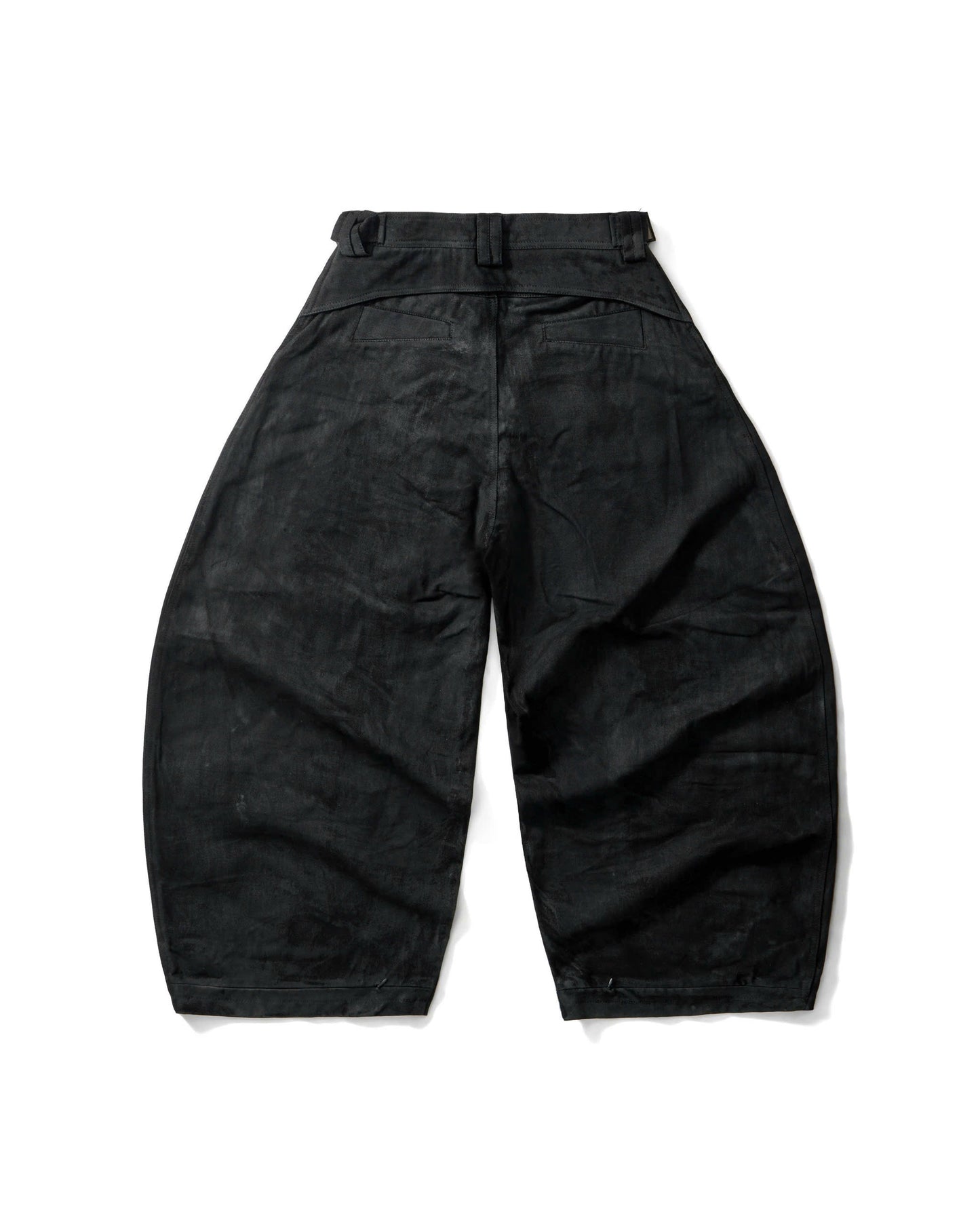 BLACK WAXED BALLOON PANTS