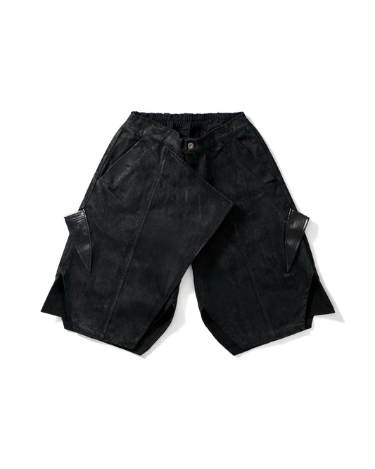 SHADOW WAX LEATHER SHORTS