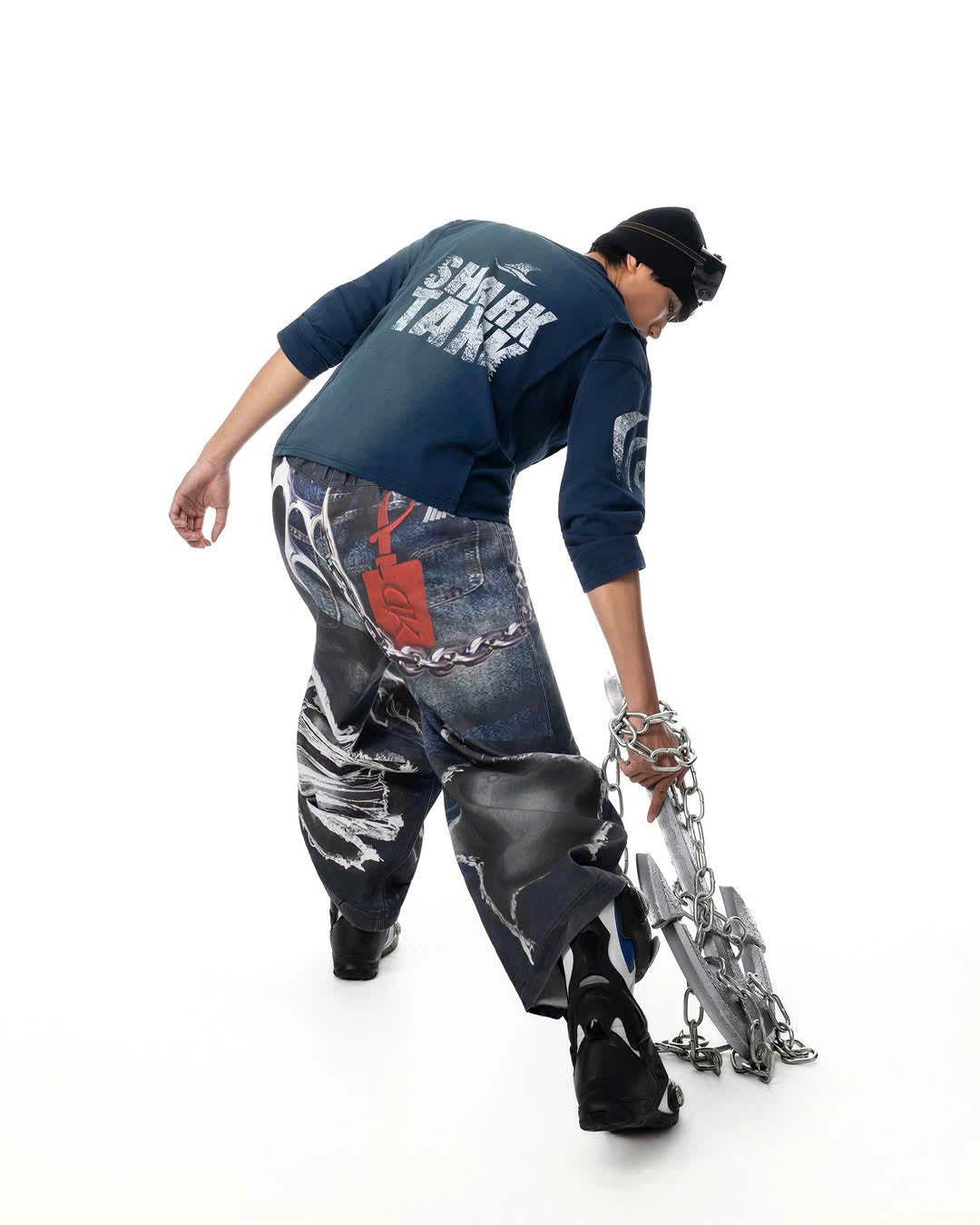 SHARK HALF-WASHED BLUE LONGSLEEVE