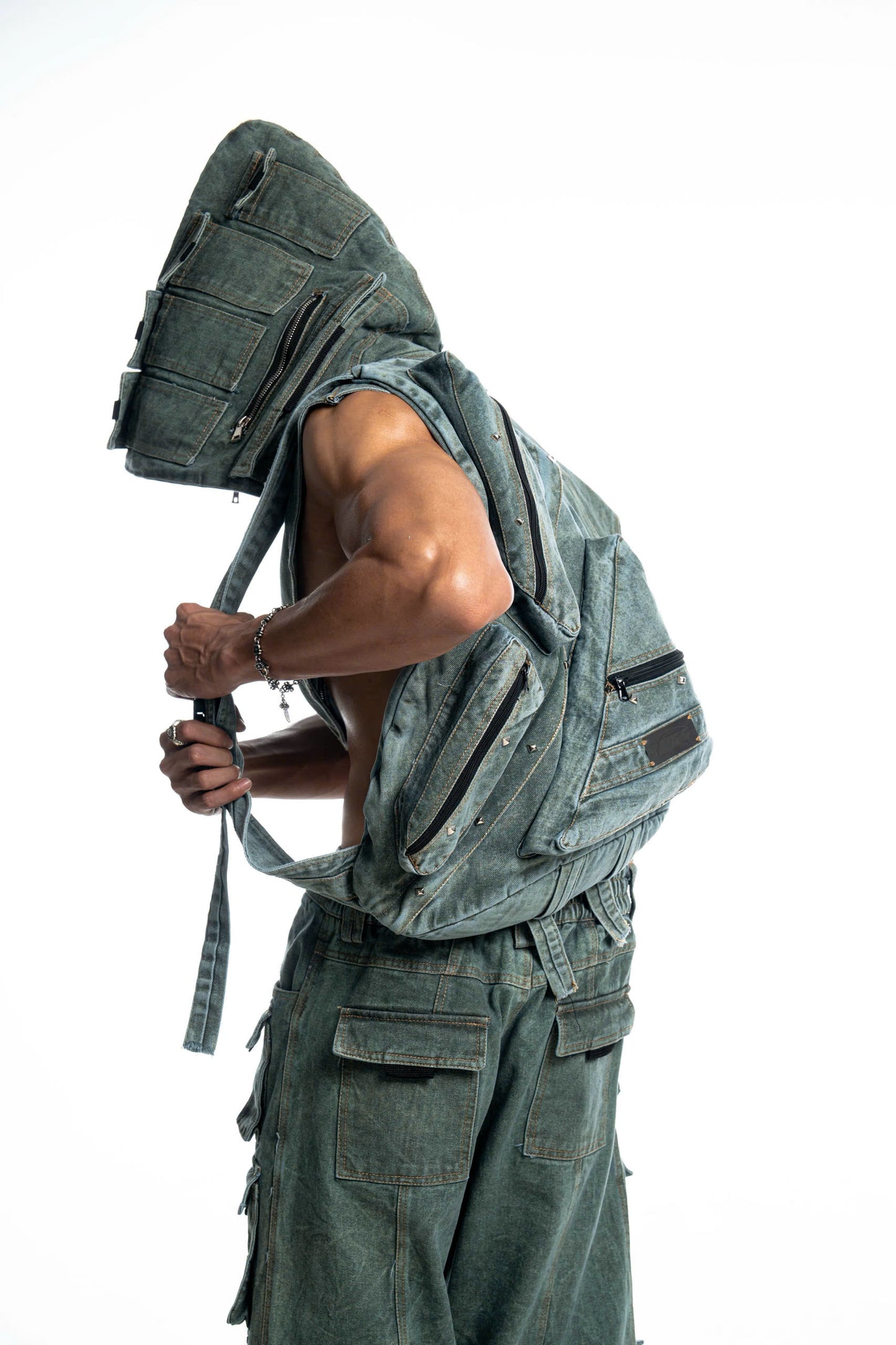FALLEN LUXERIS MUDDY DENIM SHOULDER BAG