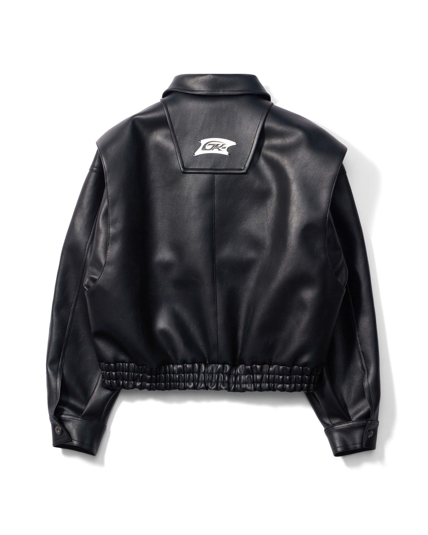 OVERSIZED LEATHER BOMBER JACKET (Black)