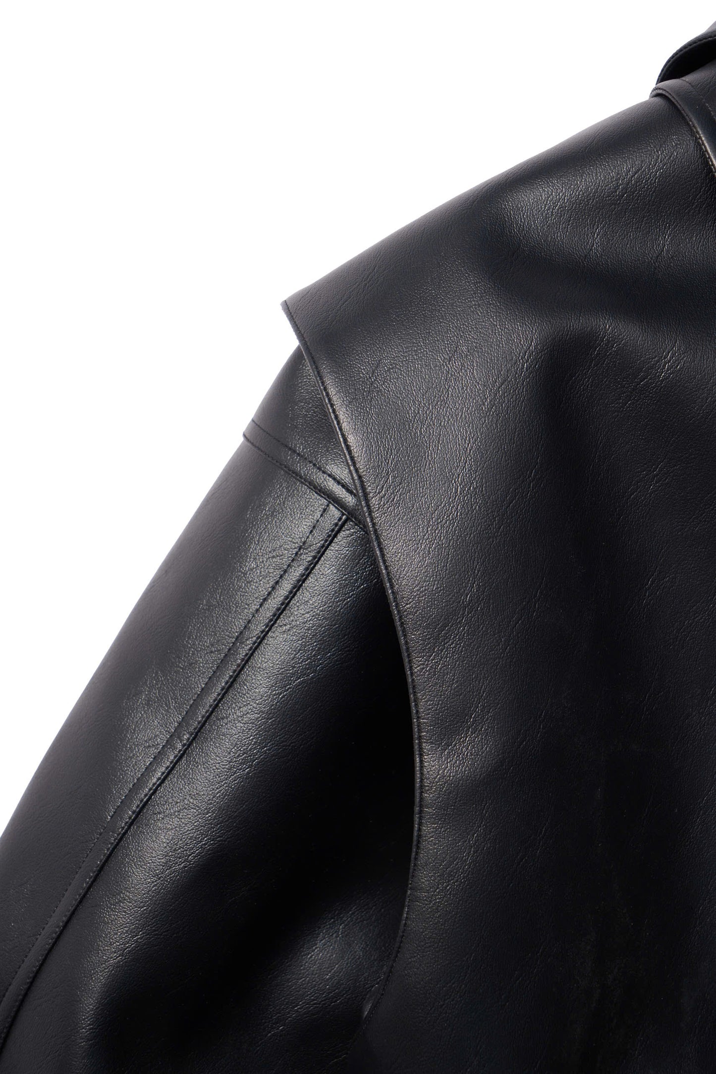 OVERSIZED LEATHER BOMBER JACKET (Black)