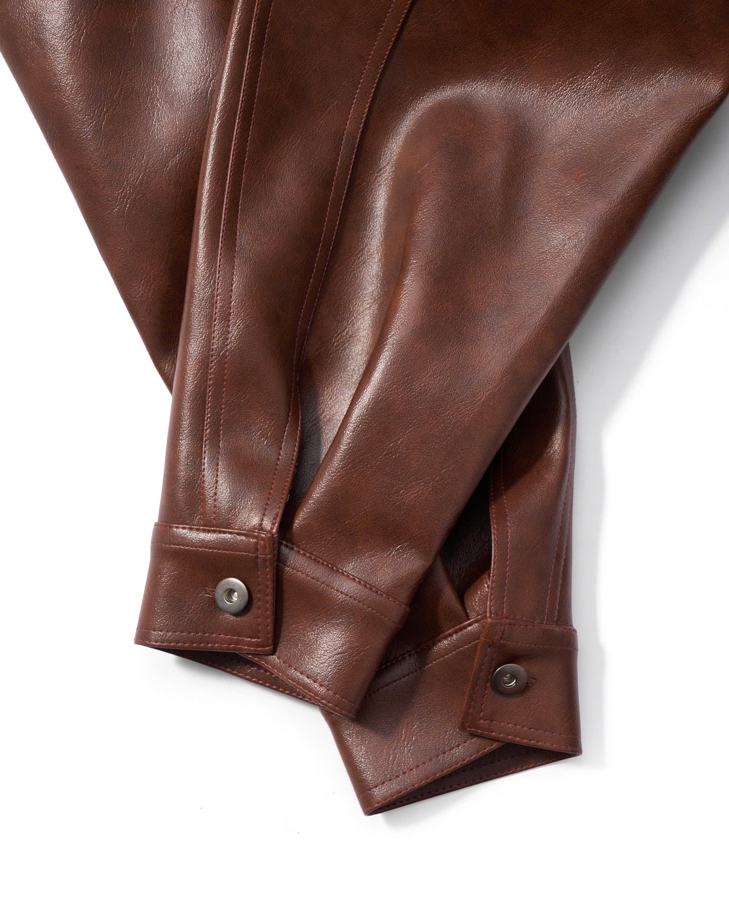 OVERSIZED LEATHER BOMBER JACKET (Brown)