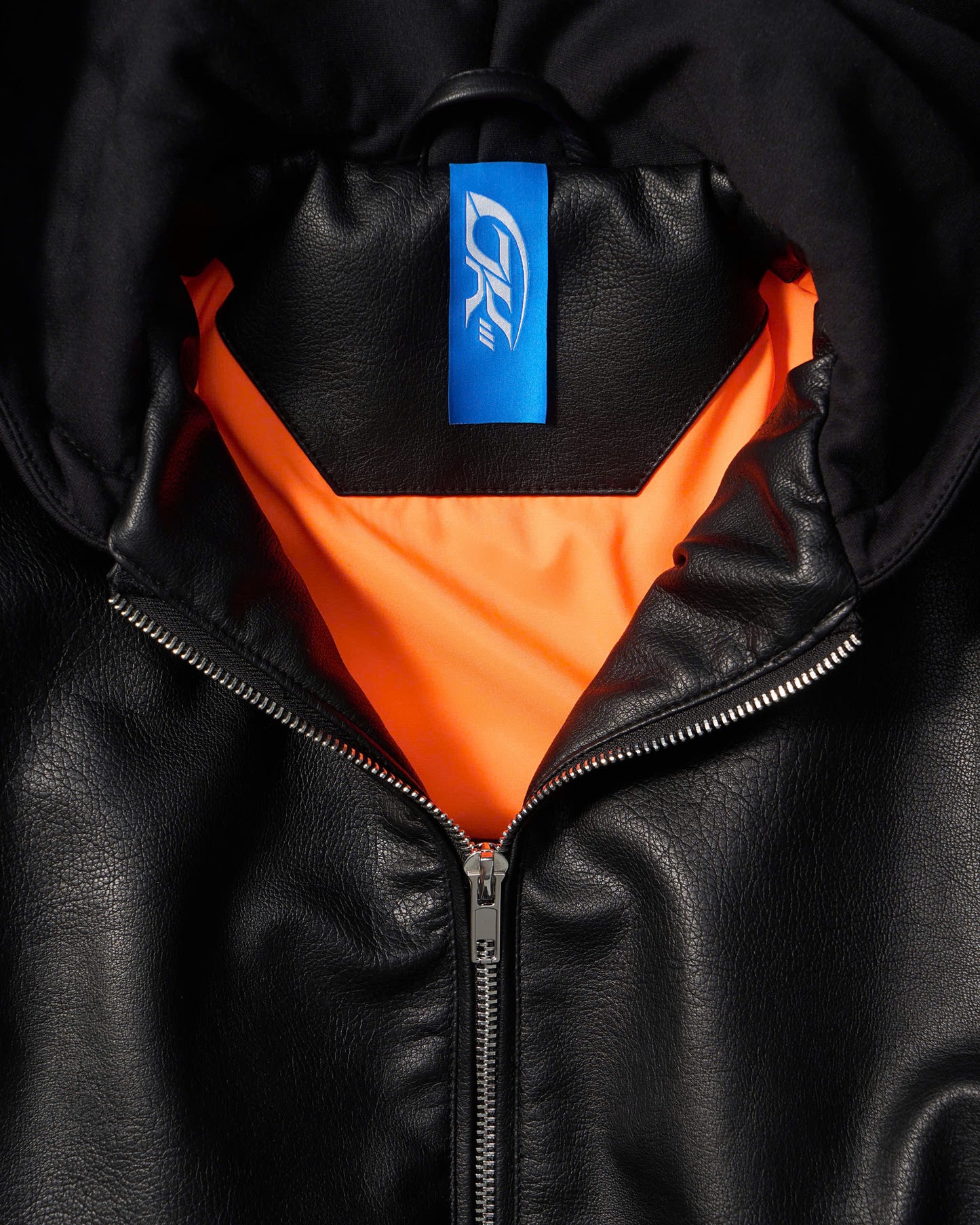 OVERSIZED HOODED LEATHER BOMBER JACKET