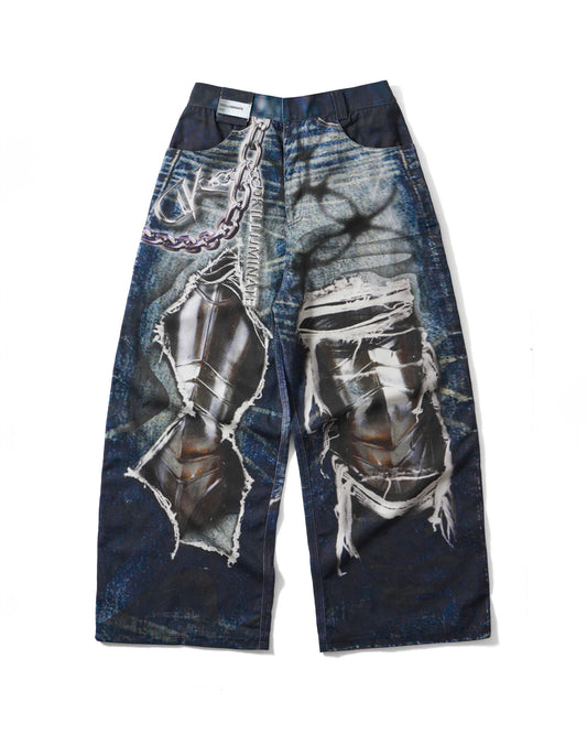 DTG PRINTED DENIM PANTS